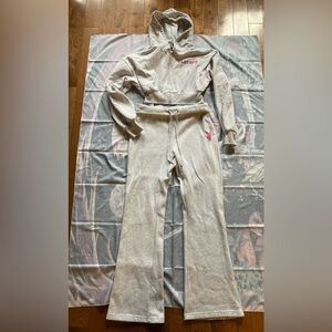 PLAYBOY Light Gray Lounge Sweatpants with Pink Bunny Logo